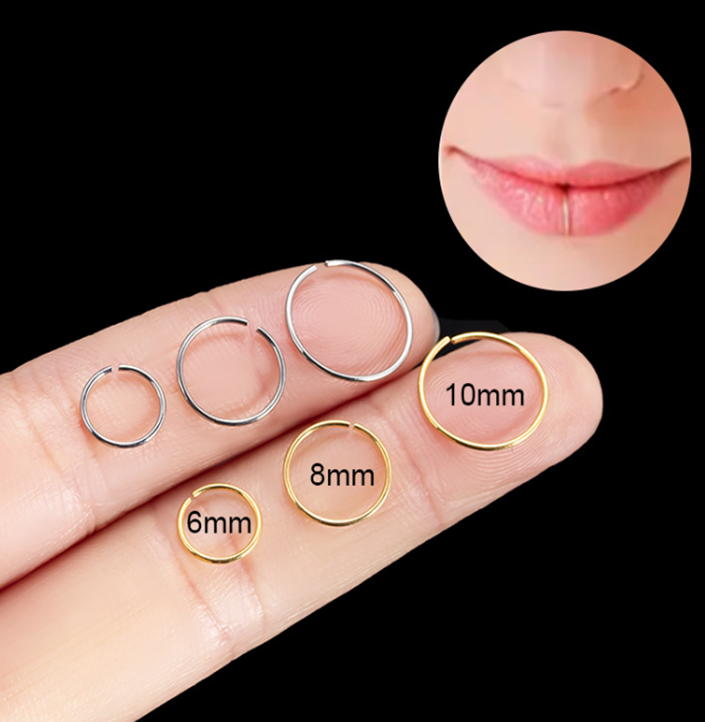 3 In 1 Lip Ring-Nose Ring-Earring Ring (Non Per icing) - 1 Piece