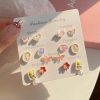 Fashion Pink Color Butterfly Flower Metal Stud Earrings  - Image 2