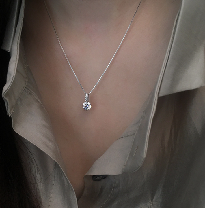 Italian Thin Diamond Solitaire Adjustable Choker Necklace - Image 2