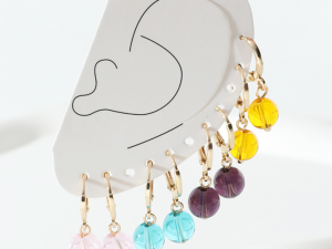 Mini purple lock earings（4 Pairs）